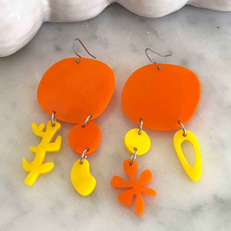 Bojangles earrings – Orange and Yellow
