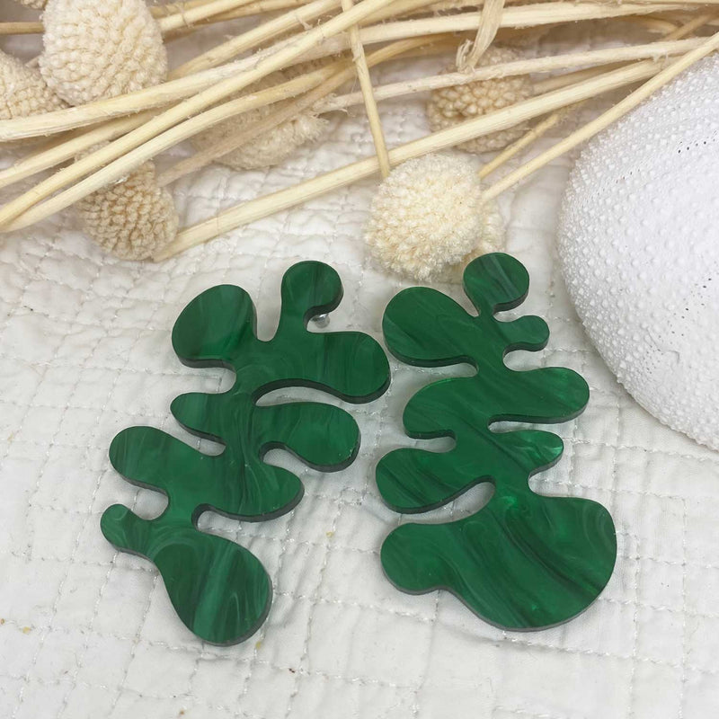 Coral Earring - Emerald Green Acrylic