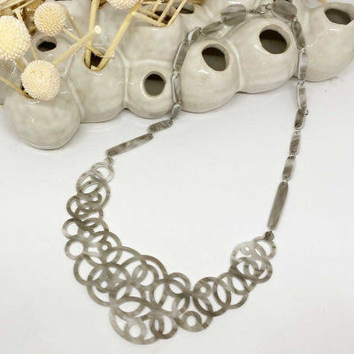 Bubbles Neckpiece in Soft Grey & White Marble Look