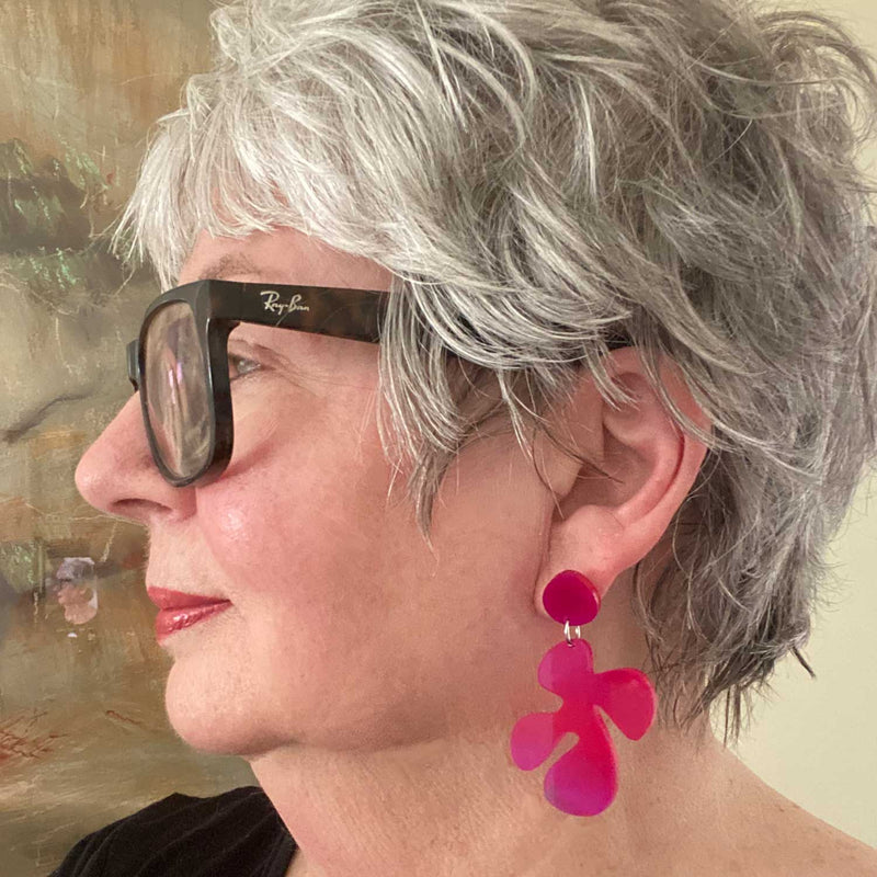 Gigi - Earring - Pink Watercolour effect, Medium Size