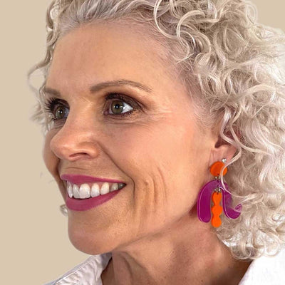 Judy Earrings – Fuchsia and Orange