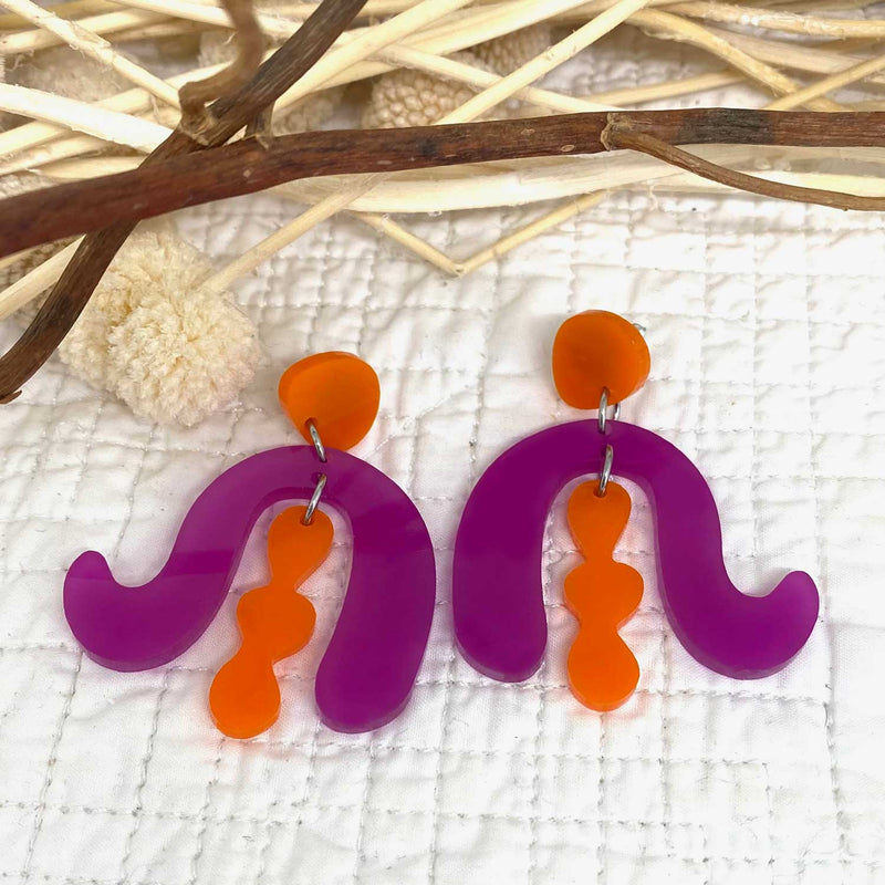 Judy Earrings – Fuchsia and Orange