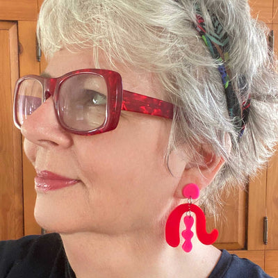 Judy Earrings –  Red and Hot Pink