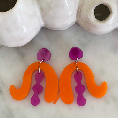 Judy Earrings –  Orange and Fuchsia