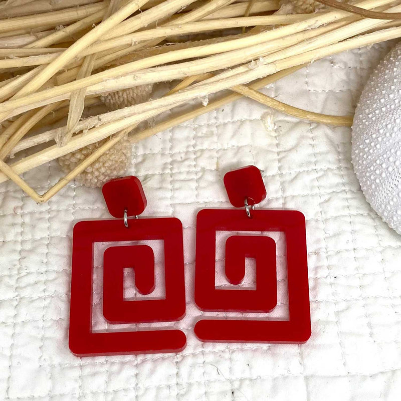 Mary Squary – Red Earrings (Smaller size)