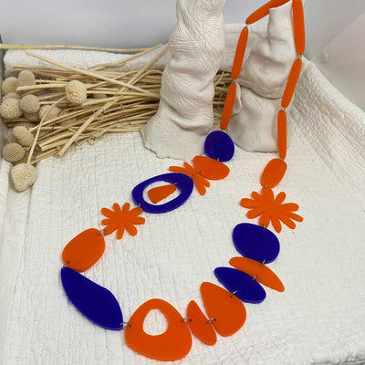Orange and Royal Blue Long Necklace