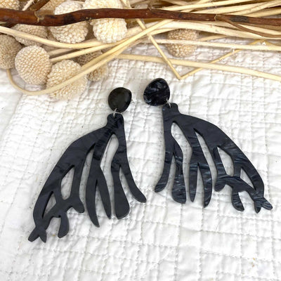 Roots Earrings – Charcoal Ripple large size