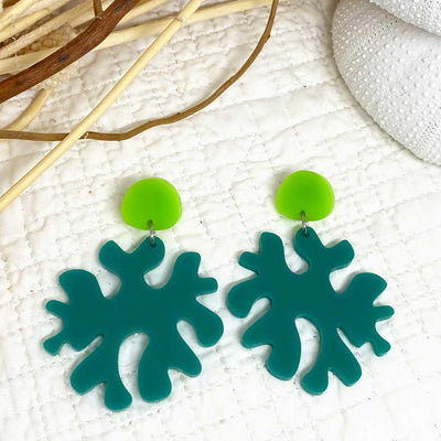 Round Coral Earring - Jade and Lime, Medium Size