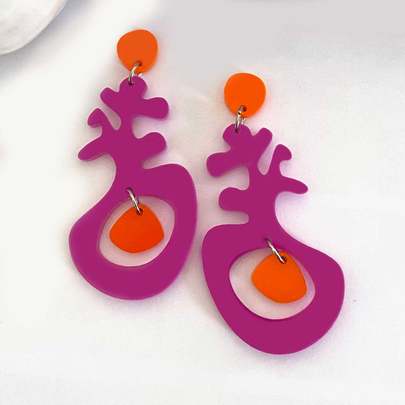 Sprout Earrings – Fuchsia & Orange