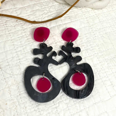 Sprout charcoal crimson earring