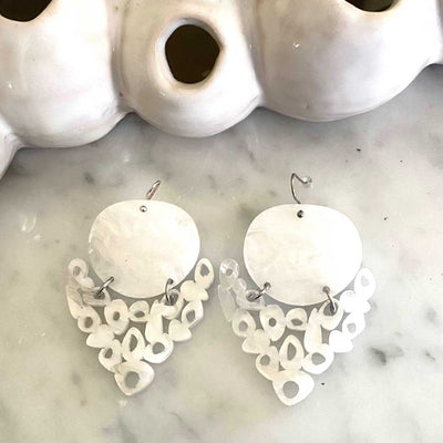 Chandelier Earring – White Marble Look
