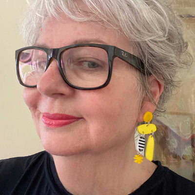 Bobo Earrings  – yellow, black and white