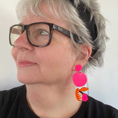 Bojangles earrings – Hot Pink and Orange