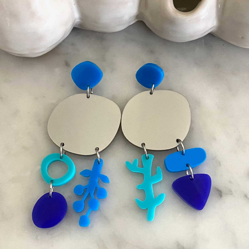 Bojangles earrings – Silver, Blue & Aqua