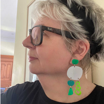 Bojangles earrings – Silver, Lime and Green
