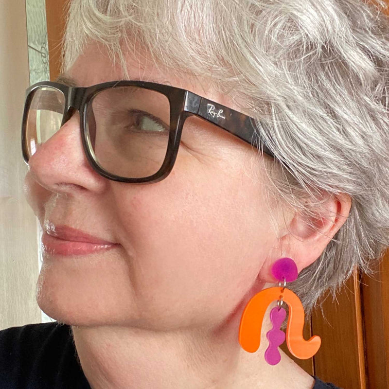 Judy Earrings –  Orange and Fuchsia